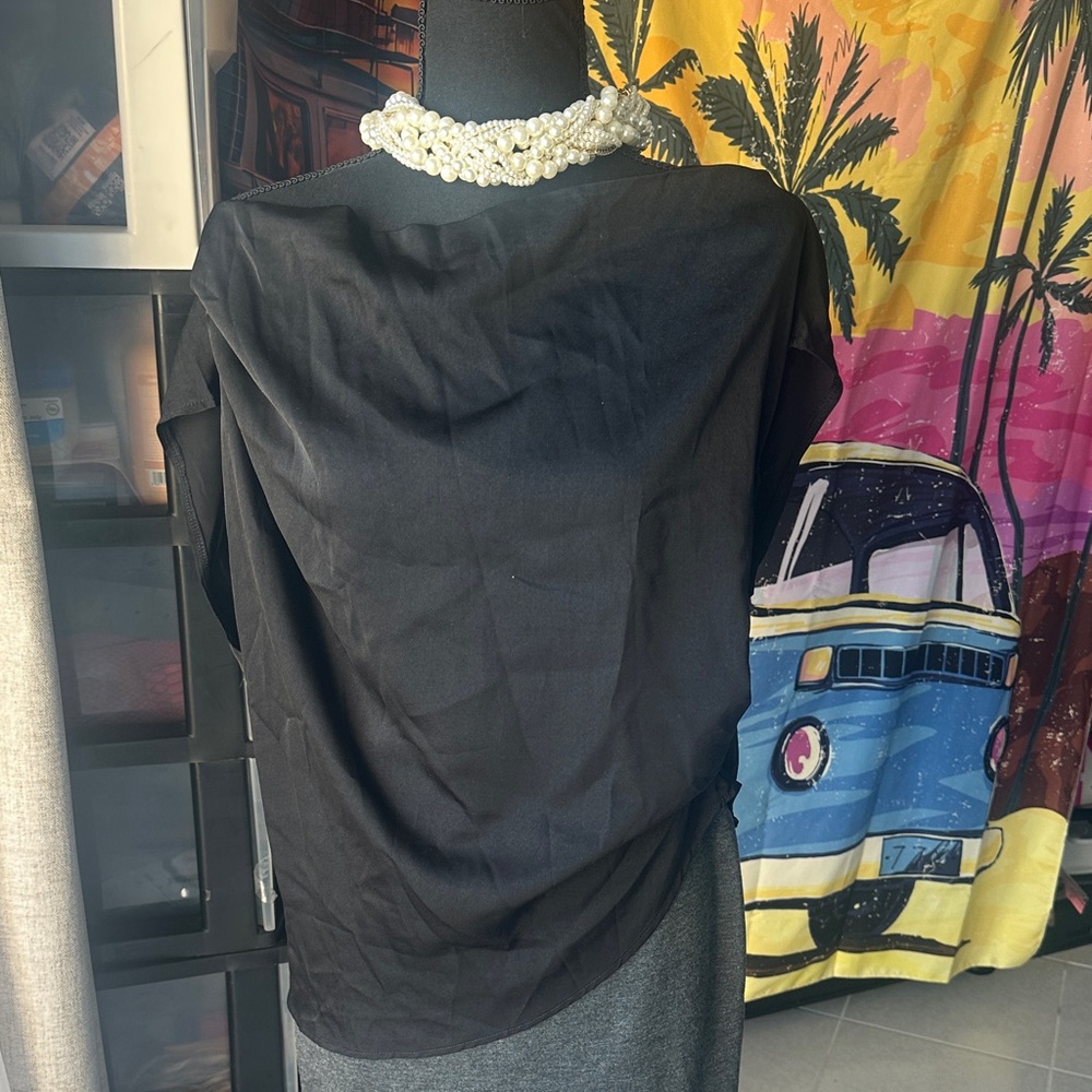 Elegant Black Asymmetric Blouse